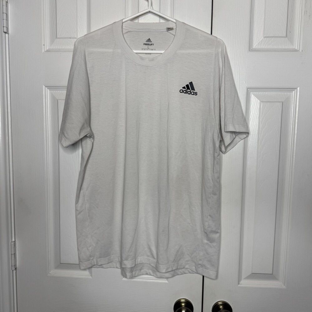 Adidas Size L White Freelift Climalite Athletic T Shirt Performance